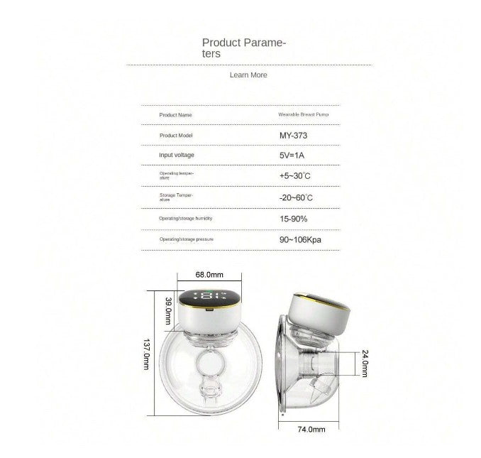 Extractor de leche eléctrico manos libres portátil pantalla LED